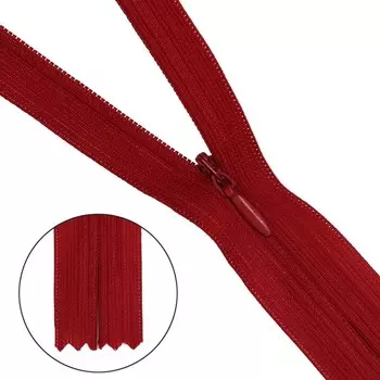 Молния потайная, неразъёмная, Т3, размер 50 см (519 красный), 10 шт. в наборе
