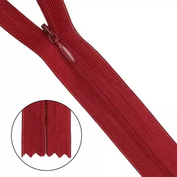 Молния потайная, неразъёмная, Т3, размер 50 см (520 тёмно-красный), 10 шт. в наборе