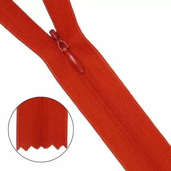 Молния потайная, неразъёмная, Т3, размер 50 см (820 светло-красный), 10 шт. в наборе