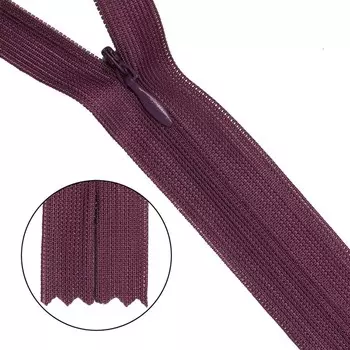 Молния потайная, неразъёмная, Т3, размер 50 см (863 светло-баклажан), 10 шт. в наборе