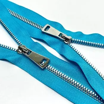 Молния тракторная №5, два замка, длина 95 см, цвет лазурный