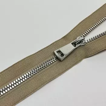 Молния «Трактор», №5 неразъёмная, размер 18 см, цвет серо-бежевый