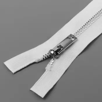 Молния «Трактор», №5, разъёмная, декоративное звено «Акулий зуб», замок автомат, 50 см, белая