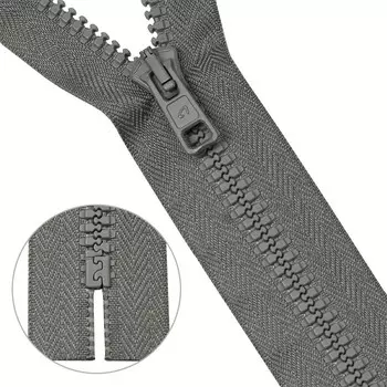 Молния тракторная, неразъёмная, Т10 10 (6 мм), размер 18 см 25 шт. в упаковке (25 шт) (074 серый)