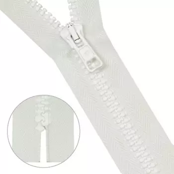 Молния тракторная, неразъёмная, Т10 10 (6 мм), размер 18 см 50 шт. в упаковке (50 шт) (001 белый)