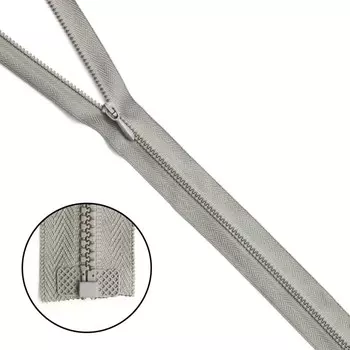 Молния тракторная, Т0 (4,5 мм), 1 замок, размер 65 см (079 светло-серый)