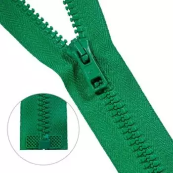 Молния тракторная, Т10 10 (6 мм), 1 замок, размер 45 см (050 яр.зелёный)