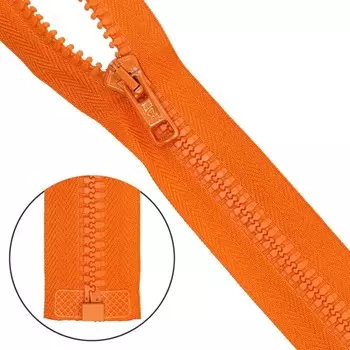 Молния тракторная, Т10 10 (6 мм), 1 замок, размер 65 см (005 оранжевый)