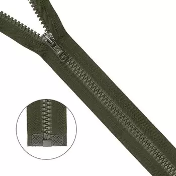 Молния тракторная, Т10 10 (6 мм), 1 замок, размер 65 см (175 тёмно-хаки)