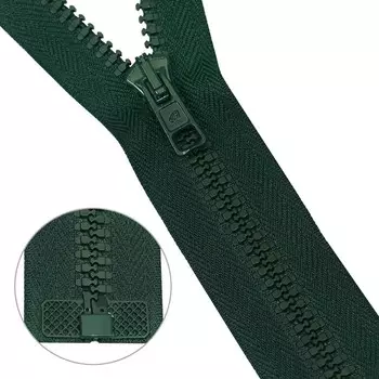 Молния тракторная, Т10 10 (6 мм), 1 замок, размер 80 см, 25 шт. в упаковке (054 тёмно-зелёный)