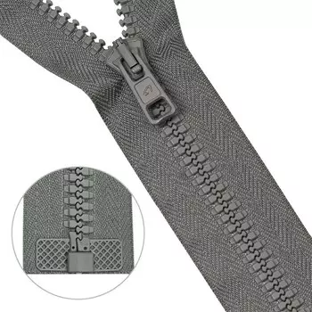 Молния тракторная, Т10 10 (6 мм), 1 замок, размер 85 см, 25 шт. в упаковке (074 серый)