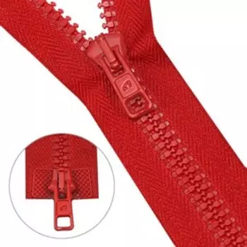 Молния тракторная, Т10 10 (6 мм), 2 замка, размер 60 см (008 красный)