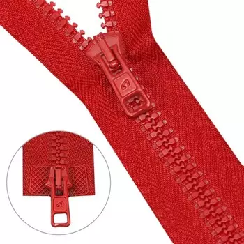 Молния тракторная, Т10 10 (6 мм), 2 замка, размер 65 см, 25 шт. в упаковке шт) (008 красный)
