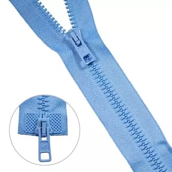 Молния тракторная Т10 (6 мм), два замка, длина 80 см, цвет голубой