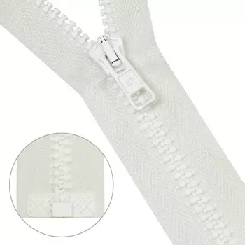 Молния тракторная Т10 (6 мм), один замок, длина 45 см, цвет белый