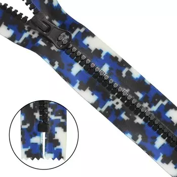 Молния тракторная, Т5 1 замок, декоративное звено, акулий зуб, неразъёмная, размер 18 см (синий)