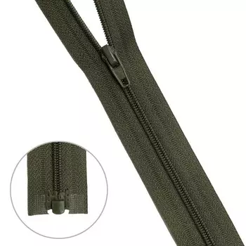 Молния витая Т3, 1 замок, размер 40 см (078 хаки), 10 шт. в наборе