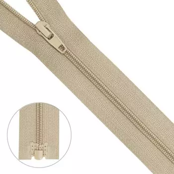 Молния витая Т3, 1 замок, размер 50 см (128 бежево-серый), 10 шт. в наборе