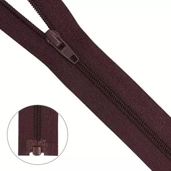 Молния витая Т3, 1 замок, размер 50 см (864 тёмно-бордо), 10 шт. в наборе