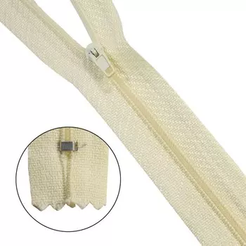 Молния витая Т3 неразъёмная, размер 50 см (122 молочный), 10 шт. в наборе