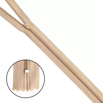 Молния витая Т3 неразъёмная, размер 50 см (127 бежево-серый), 10 шт. в наборе