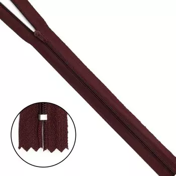 Молния витая Т3 неразъёмная, размер 50 см (864 тёмно-бордо), 10 шт. в наборе