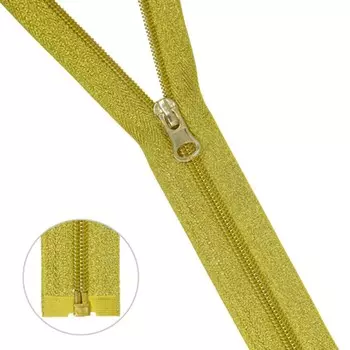 Молния витая т5 1 замок, 50 см золото, 10 шт