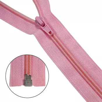 Молния витая, Т5, 1 замок, размер 50 см (513 розовый), 10 шт. в наборе