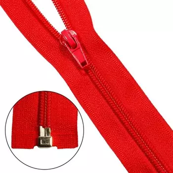 Молния витая, Т5, 1 замок, размер 50 см (519 красный), 10 шт. в наборе