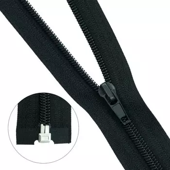 Молния витая, Т5, 1 замок, размер 70 см (580 чёрный), 10 шт. в наборе