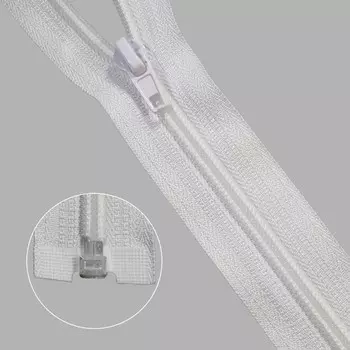 Молния витая, Т5, 1 замок, размер 90 см (501 белый), 10 шт. в наборе