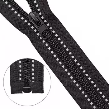 Молния витая, Т5 светоотражающая, размер 70 см (чёрный), 5 шт