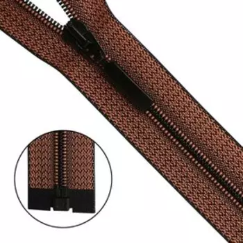 Молния витая, Т6, 1 замок, размер 50 см (D814M лососево-чёрный)