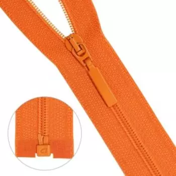 Молния витая, Т6, 1 замок, размер 80 см (523 оранжевый)