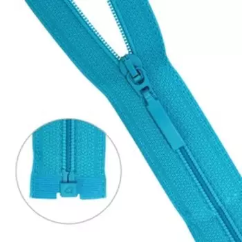 Молния витая Т6, один замок, длина 80 см, цвет бирюзовый