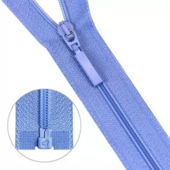 Молния витая Т6, один замок, длина 85 см, цвет голубой