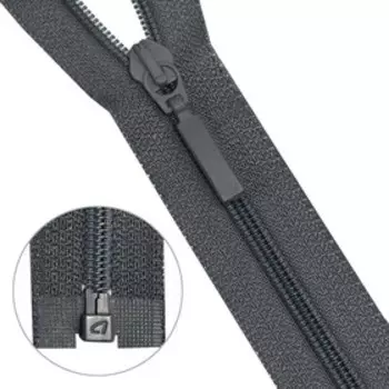 Молния витая, Т6, 1 замок, размер 85 см (301 графит)