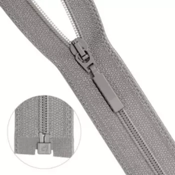 Молния витая, Т6, 1 замок, размер 85 см (327 серый)