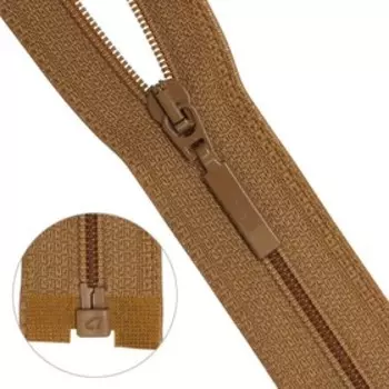 Молния витая, Т6, 1 замок, размер 85 см (856 светло-коричневый)
