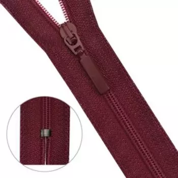 Молния витая Т6, неразъёмная, длина 18 см, цвет бордовый