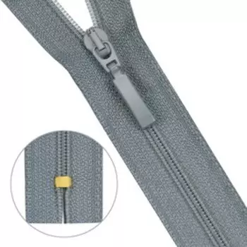 Молния витая Т6, неразъёмная, длина 18 см, цвет серый