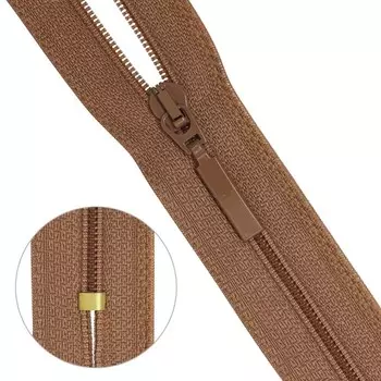 Молния витая, Т6, неразъёмная, размер 18 см (856 светло-коричневый)