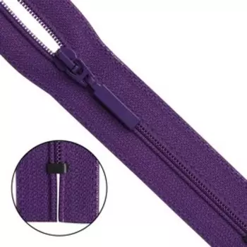 Молния витая Т6, неразъёмная, длина 18 см, цвет ярко-фиолетовый