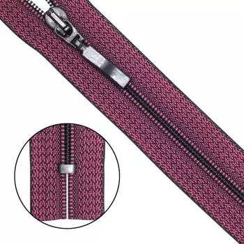 Молния витая, Т6, неразъёмная, размер 18 см (D397M малиново-чёрный)