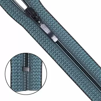 Молния витая, Т6, неразъёмная, размер 18 см (D533M бирюзово-чёрный)