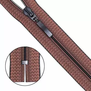 Молния витая, Т6, неразъёмная, размер 18 см (D814M лососево-чёрный)