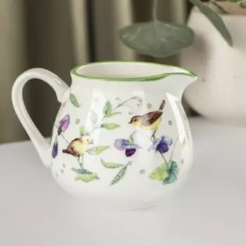 Молочник фарфоровый Доляна «Зелёный сад», 300 мл, 11,588 см