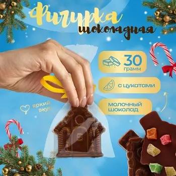 Молочный шоколад с цукатами «Пряничный домик», 30 г