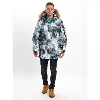 Mолодёжная зимняя куртка мужская серого цвета, размер 56