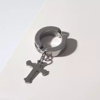 Моно-серьга «Крестик» мини, цвет серебро